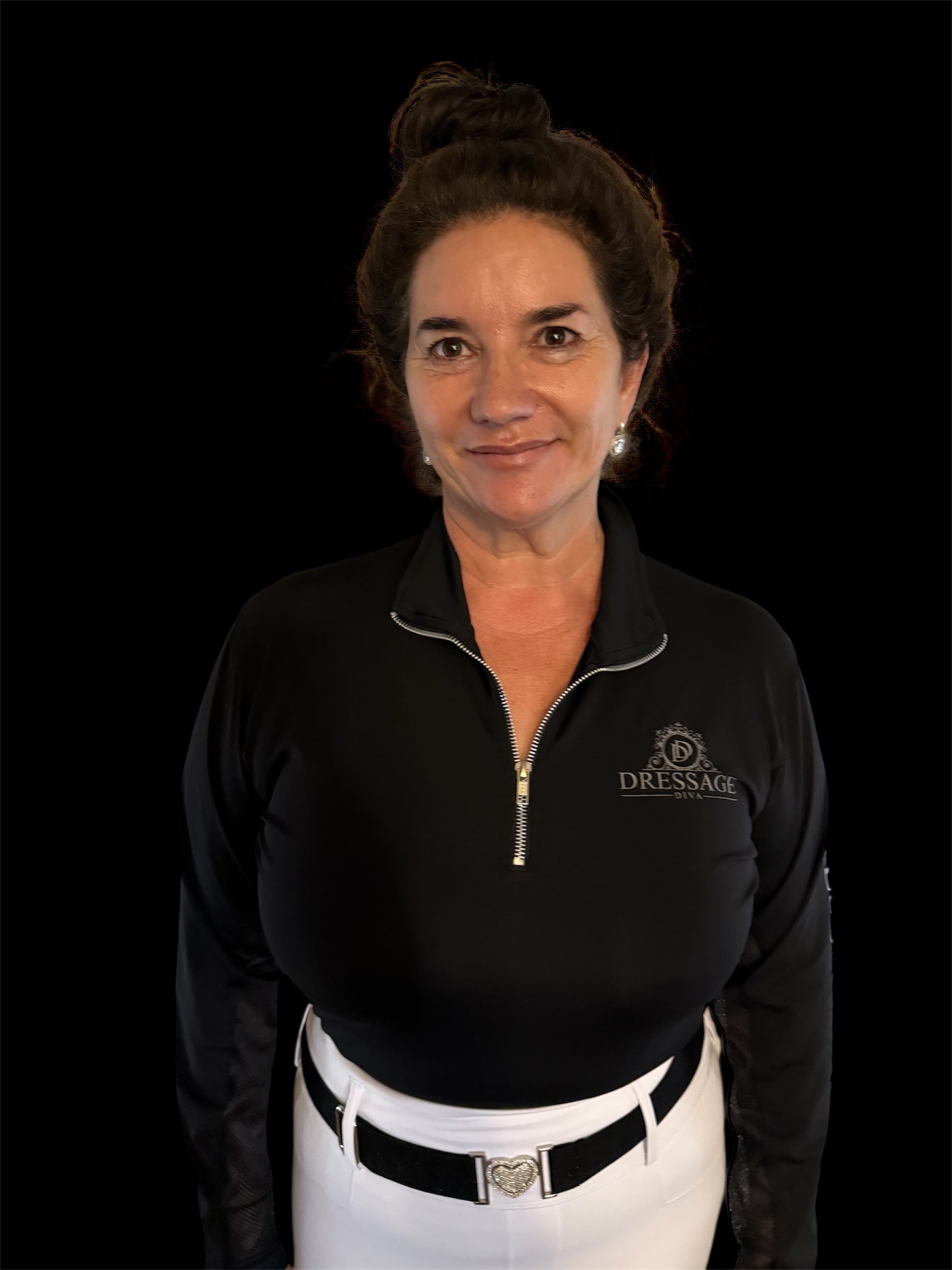 Black Long Sleeve base layer with grey logo & mesh equestrian shirt loose fit